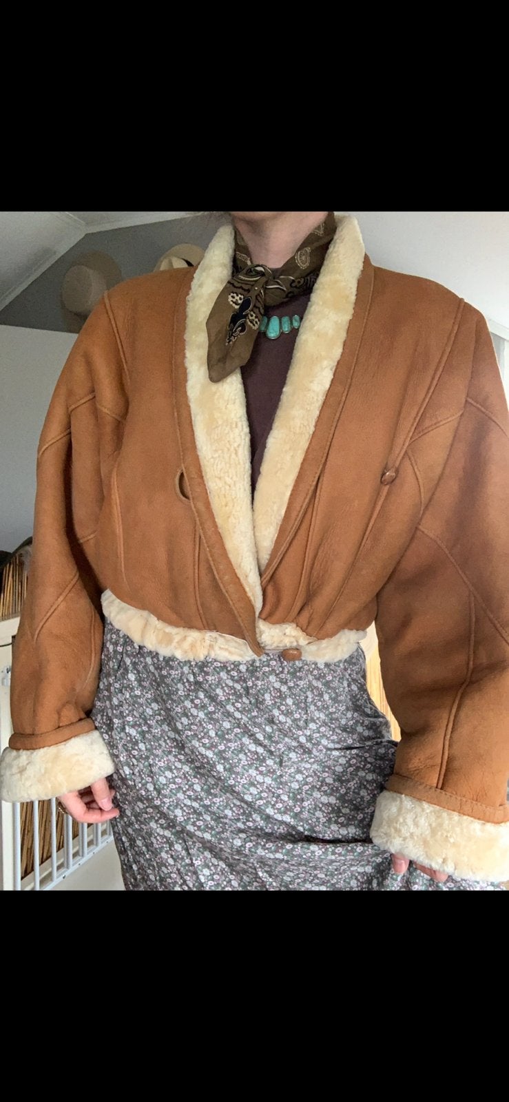 Vintage shearling cropped lammy coat S M bomberjack, -, Ophalen of Verzenden, Zo goed als nieuw, Maat 36 (S)