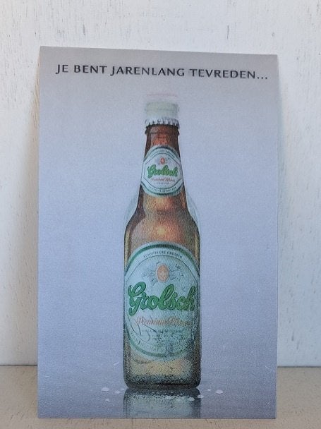 Grolsch Ansichtkaart nieuwe fles, Ophalen of Verzenden, Zo goed als nieuw, Reclamebord, Plaat of Schild, Grolsch
