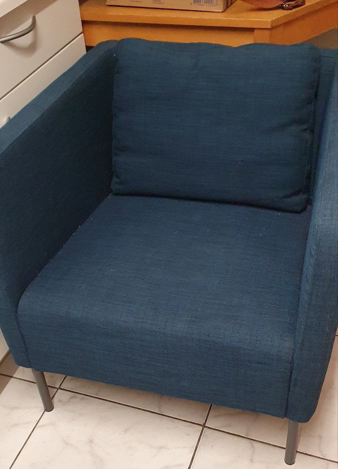 blauwe stoel / fauteuil, Ophalen, Gebruikt, Eenpersoons, 75 tot 100 cm