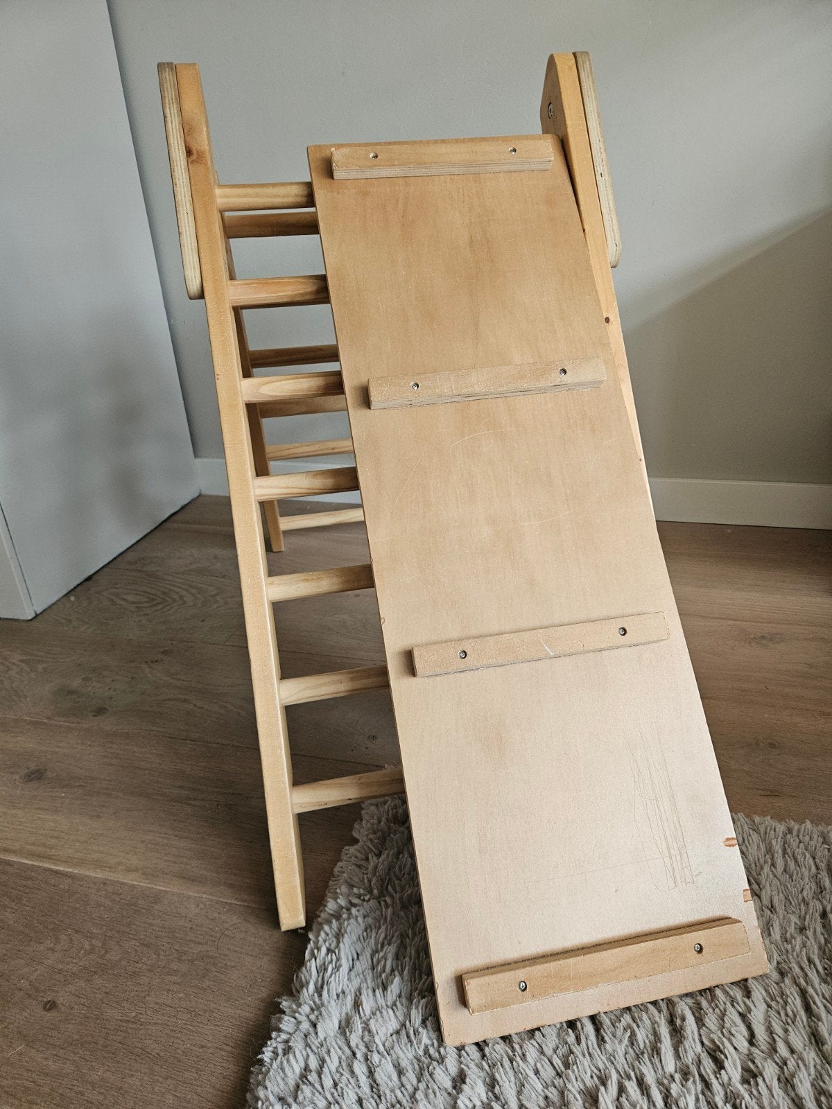 Houten klimrek met glijbaan/loopplank, Ophalen, Gebruikt, Glijbaan