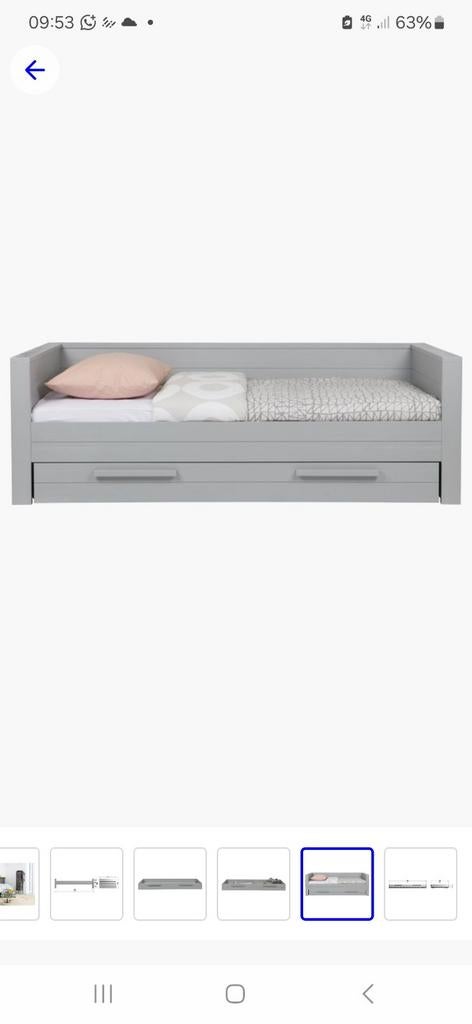 WOOOD Dennis Eenpersoonsbed met Lade - Grijs Grenenhout, Gebruikt, 90 cm, Eenpersoons, Ophalen of Verzenden