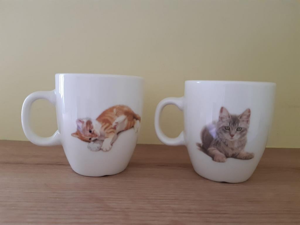 Set van 2 Francien van Westering kattenmokken, Ophalen of Verzenden, Zo goed als nieuw, Overige stijlen, Kop(pen) en/of Schotel(s)