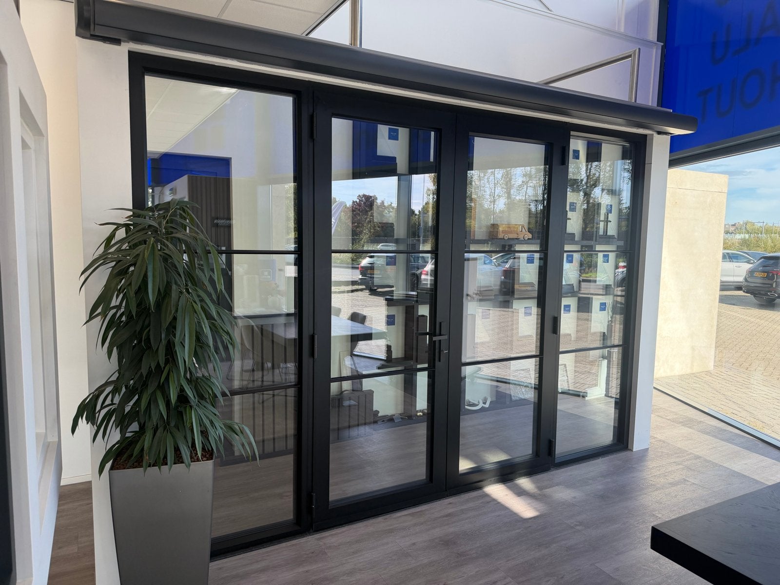 Zwarte aluminium dubbele deuren met HR++ glas, Ophalen, Deurkozijn, 225 cm of meer, Inclusief glas