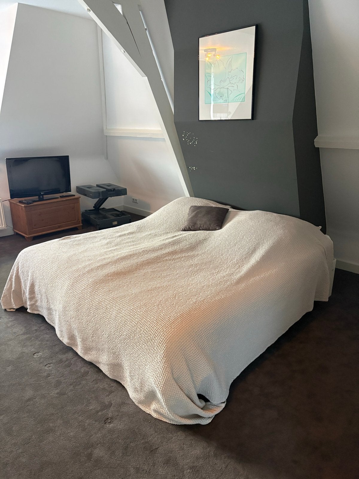 Auping bed 180x200cm met verstelbare matrassen, Ophalen, Wit, Strak ontwerp, Tweepersoons