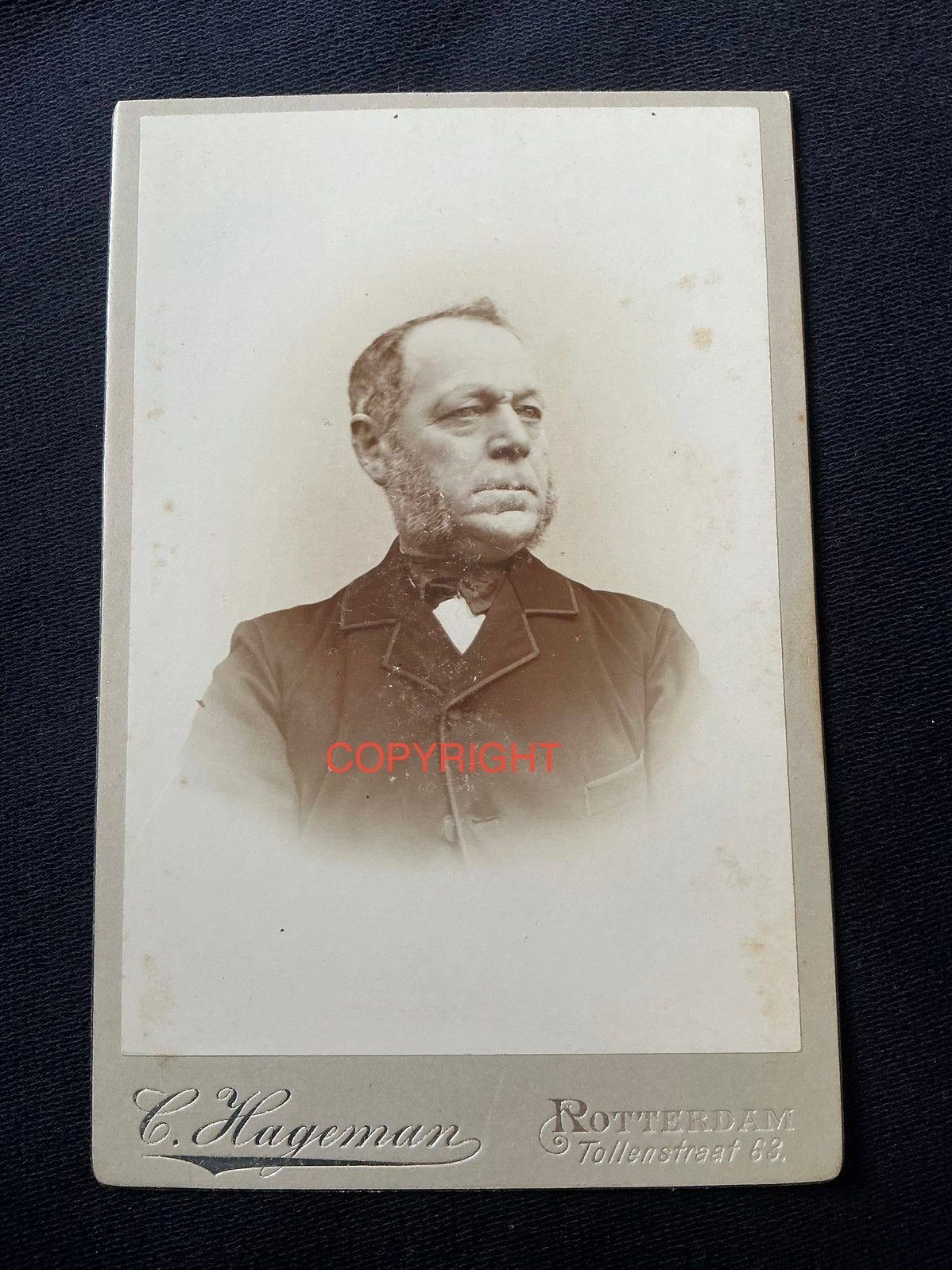 Kabinetfoto, Man, C. HAGEMAN, ROTTERDAM, Antieke foto, Ophalen of Verzenden