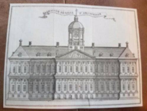 orig. gravure paleis op de Dam Amsterdam Harrewijn 1711, Antiek en Kunst, Kunst | Etsen en Gravures, Ophalen