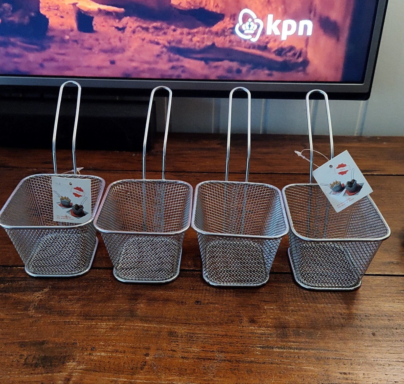 4 x mini frituurmandjes, Ophalen of Verzenden, Nieuw, Rond