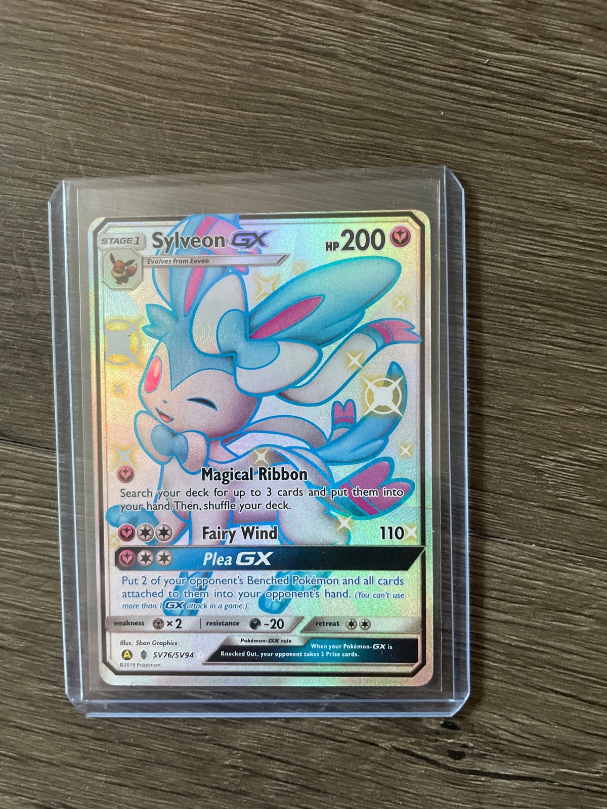 Sylveon GX Pokémon kaart - Full Art Foil, Ophalen of Verzenden, Zo goed als nieuw, Losse kaart, Foil