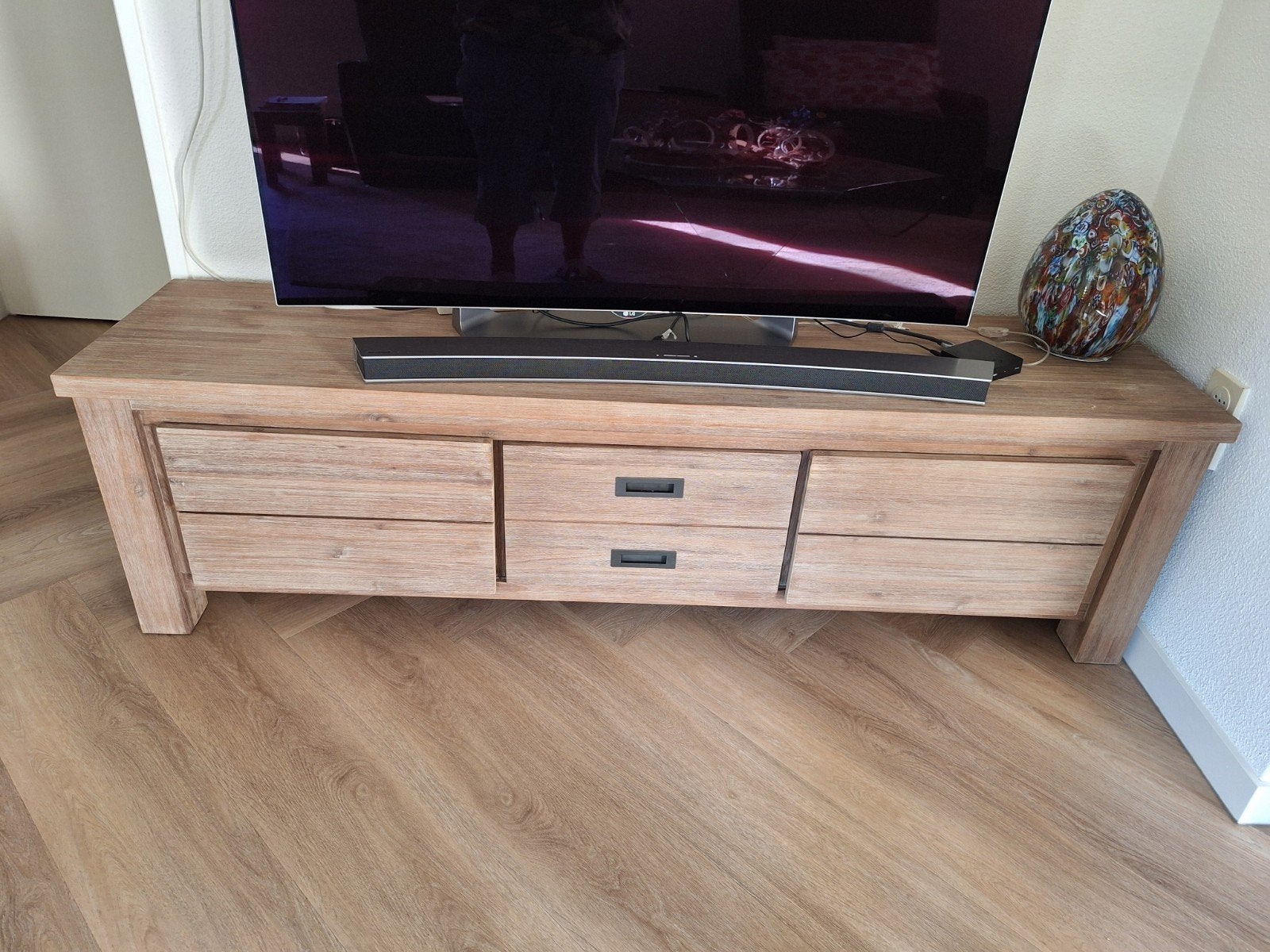 acacia hout Dressoir, TV-meubel, vakkenkast, hoektafel, Ophalen, 150 tot 200 cm, Modern, 25 tot 50 cm