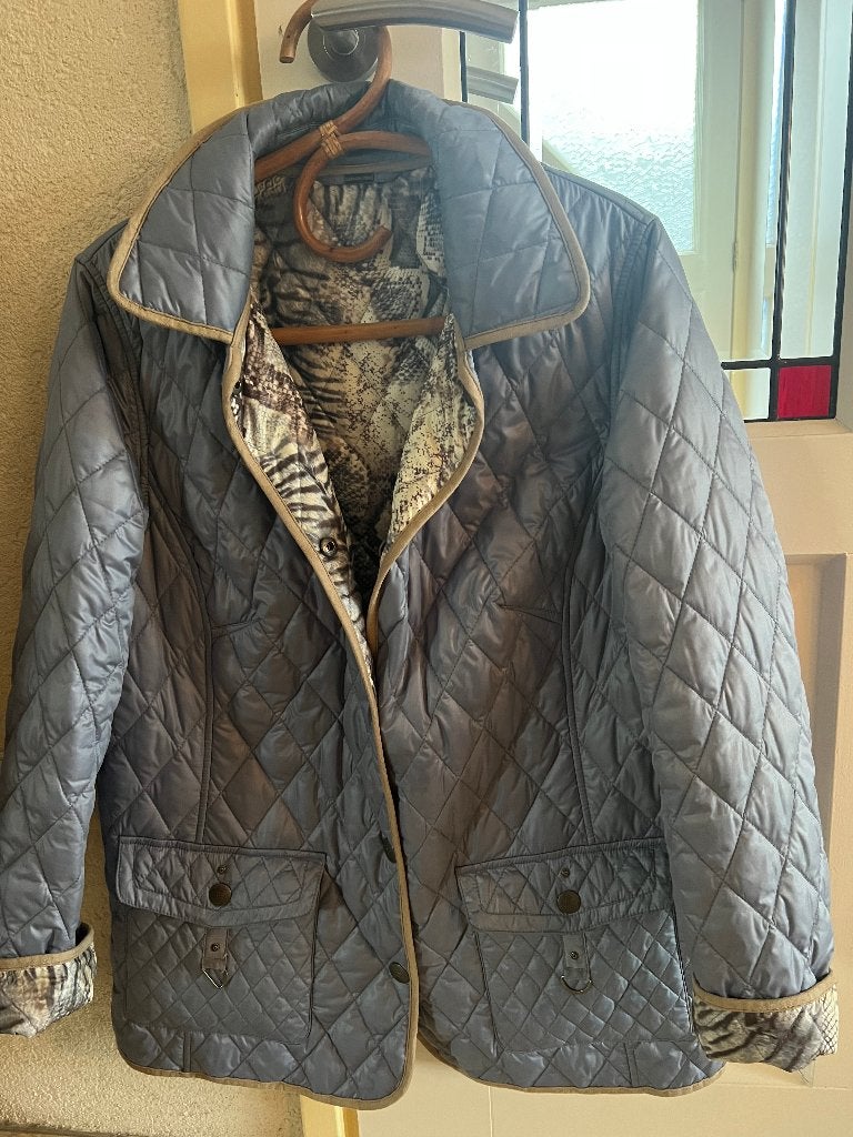 dames winterjas Barbara Lebek mt 42  dubbelzijdig draagbaar, Kleding | Dames, Jassen | Winter, Blauw, Maat 42/44 (L), Ophalen of Verzenden
