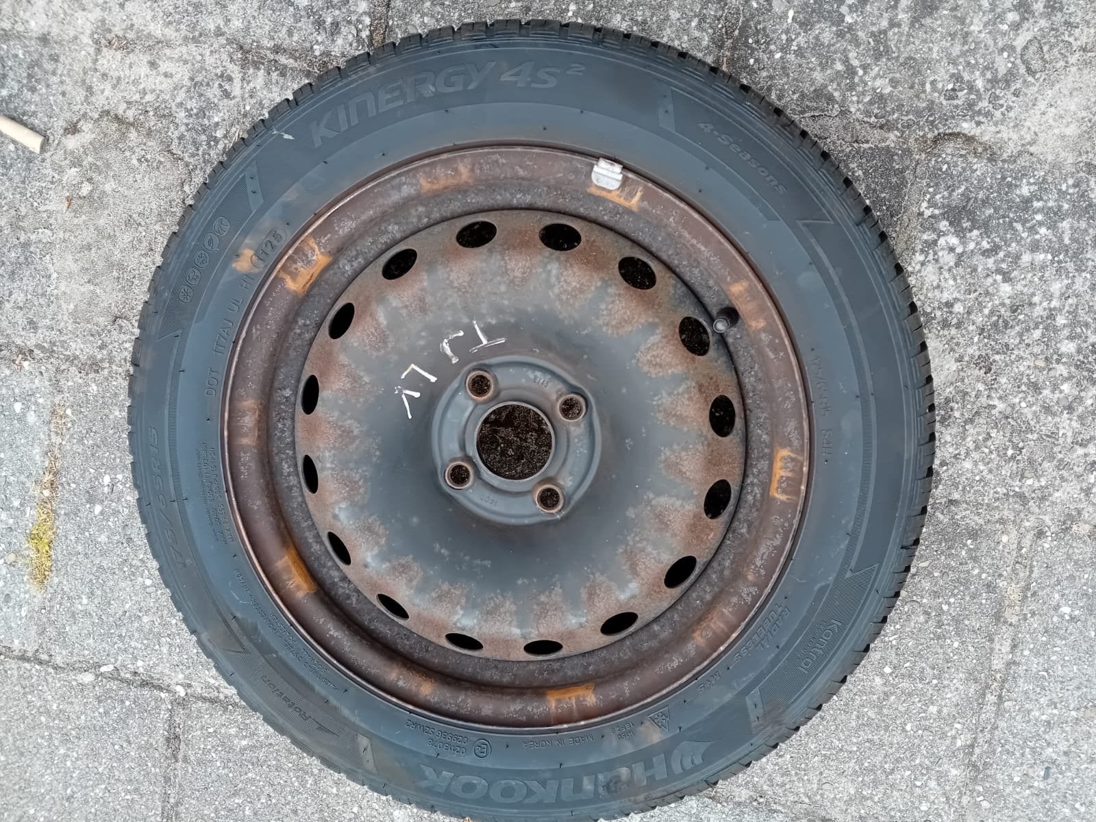 4x Hankook Kinergy 4S2 175/65R15 op stalen velg 4x98, Auto diversen, Ophalen of Verzenden, Gebruikt