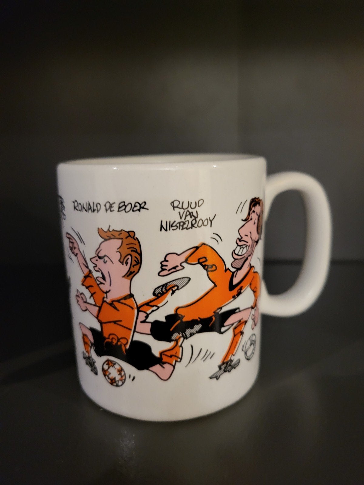 Vintage Voetbal Mok Ronald de Boer Ruud van Nistelrooy, Ophalen of Verzenden, Gebruikt, Overige sporten, Overige typen