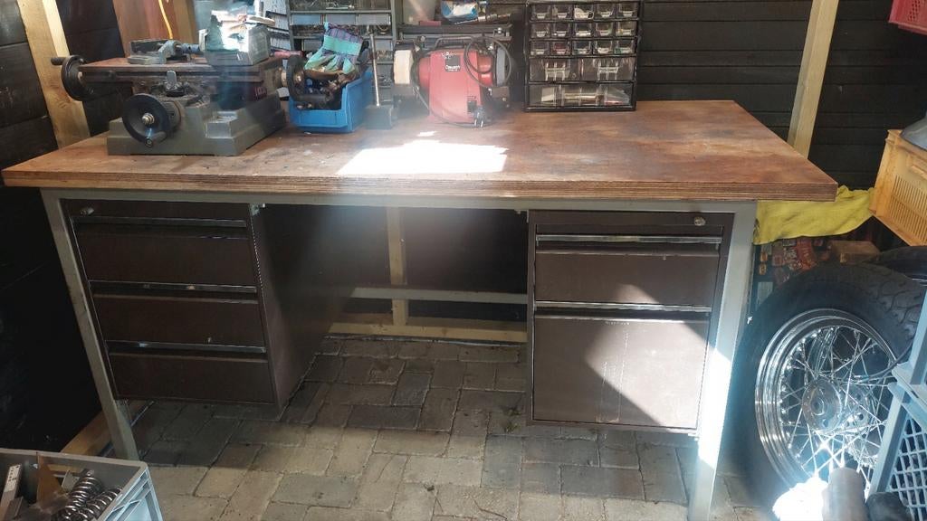 Stevige Werkbank met Lades, Doe-het-zelf en Verbouw, Ophalen, Gebruikt, 120 tot 170 cm