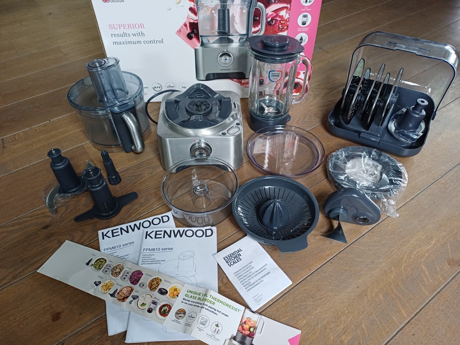 Kenwood foodprocessor + blender, Witgoed en Apparatuur, Keukenmixers, 3 tot 4 liter, Ophalen, Zo goed als nieuw, 3 snelheden of meer