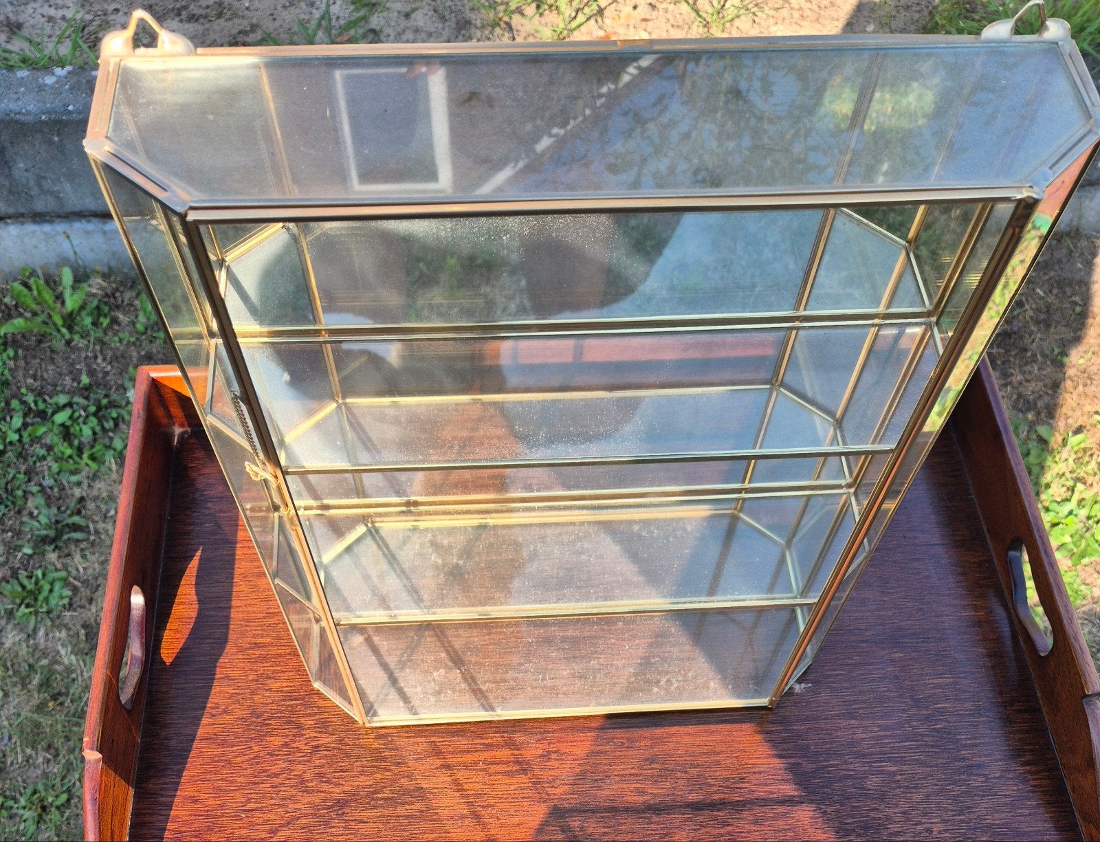 Vintage Glazen Vitrinekastje, Ophalen, Met plank(en), Minder dan 50 cm, Vintage, Klassiek