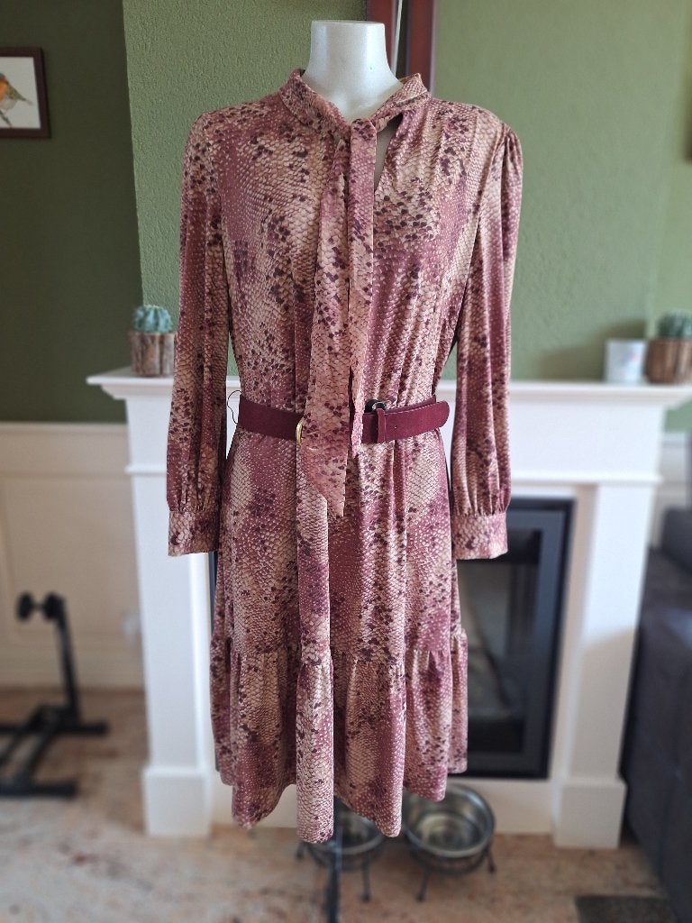 K-design oud roze beige slangenprint L met suède riem, K-design, Verzenden, Beige, Maat 42/44 (L)