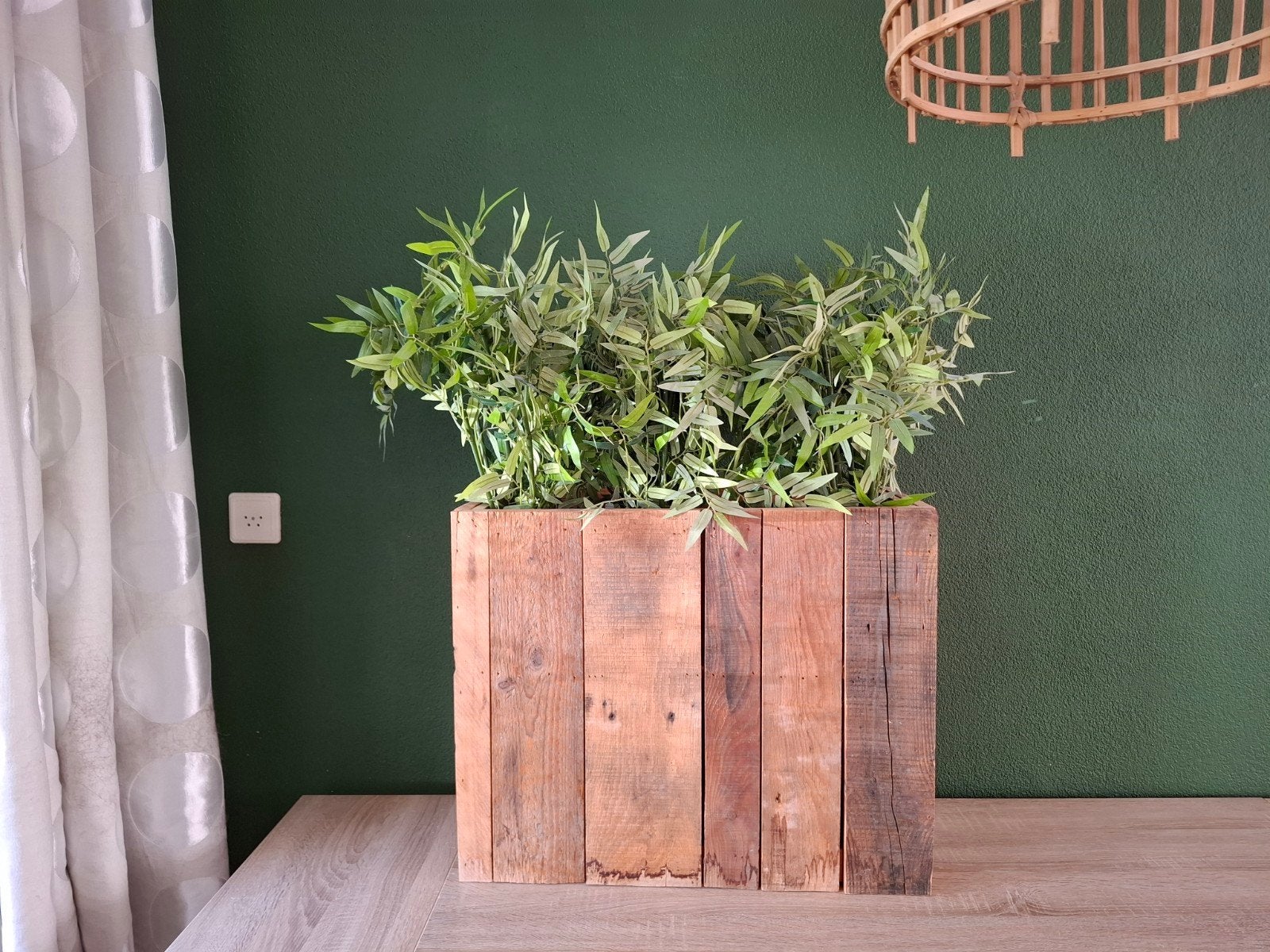 Houten Bloembak van Gerecycled Hout - Robuust & Uniek, Tuin en Terras, Ophalen, Zo goed als nieuw, Binnen, Rechthoekig