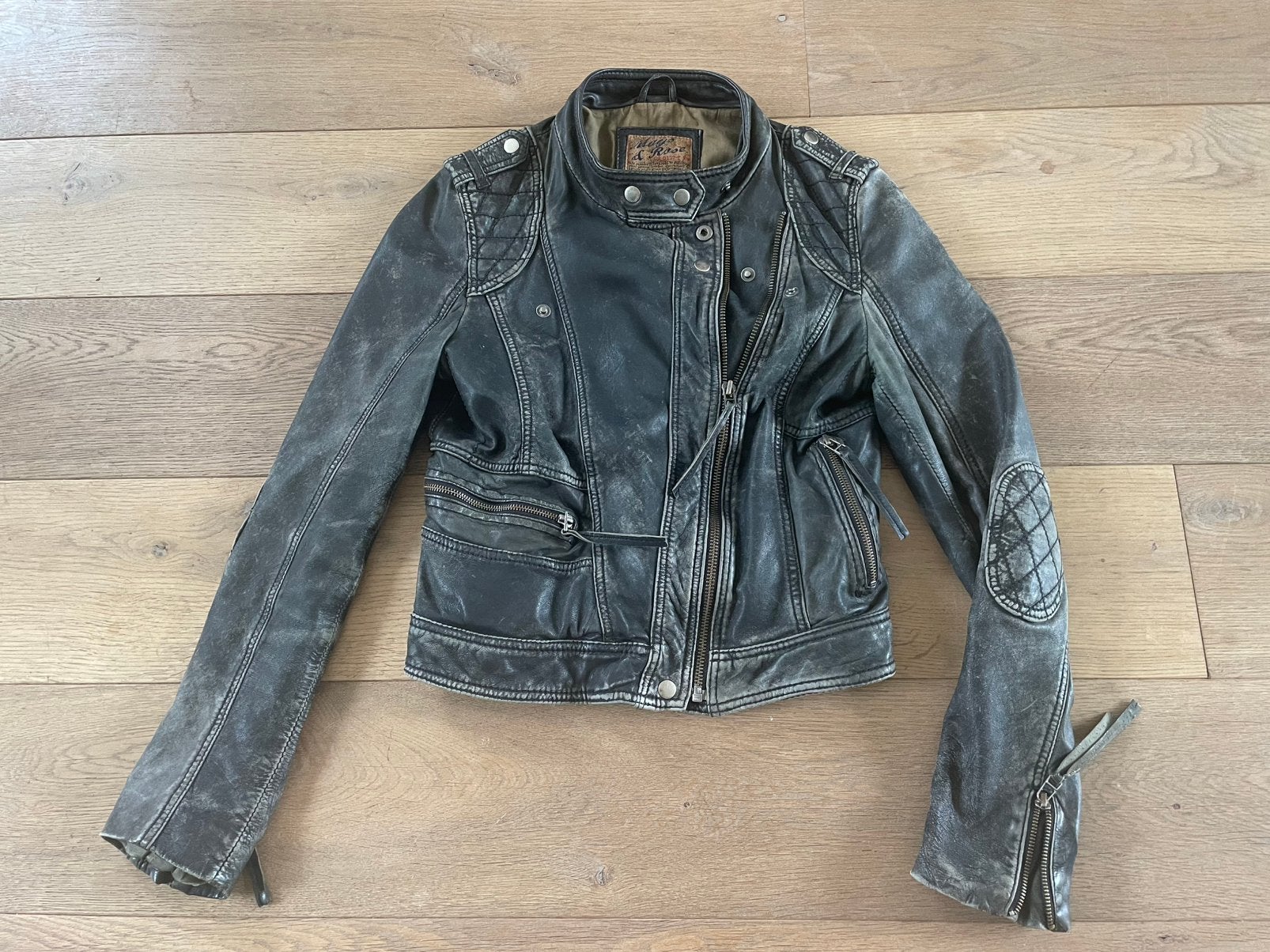 Mays & Rose leren biker jasje, mt M, Ophalen of Verzenden, Gedragen, Maat 38/40 (M), Overige kleuren