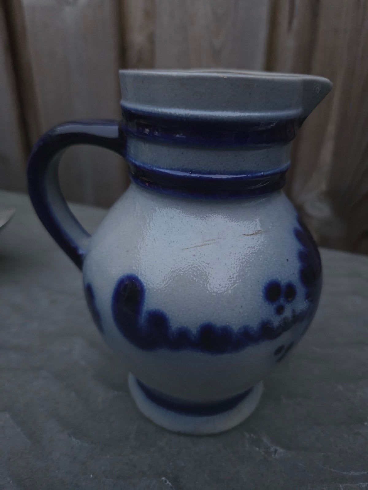 Vintage Keramische Kruik - Blauw/Grijs, Ophalen of Verzenden