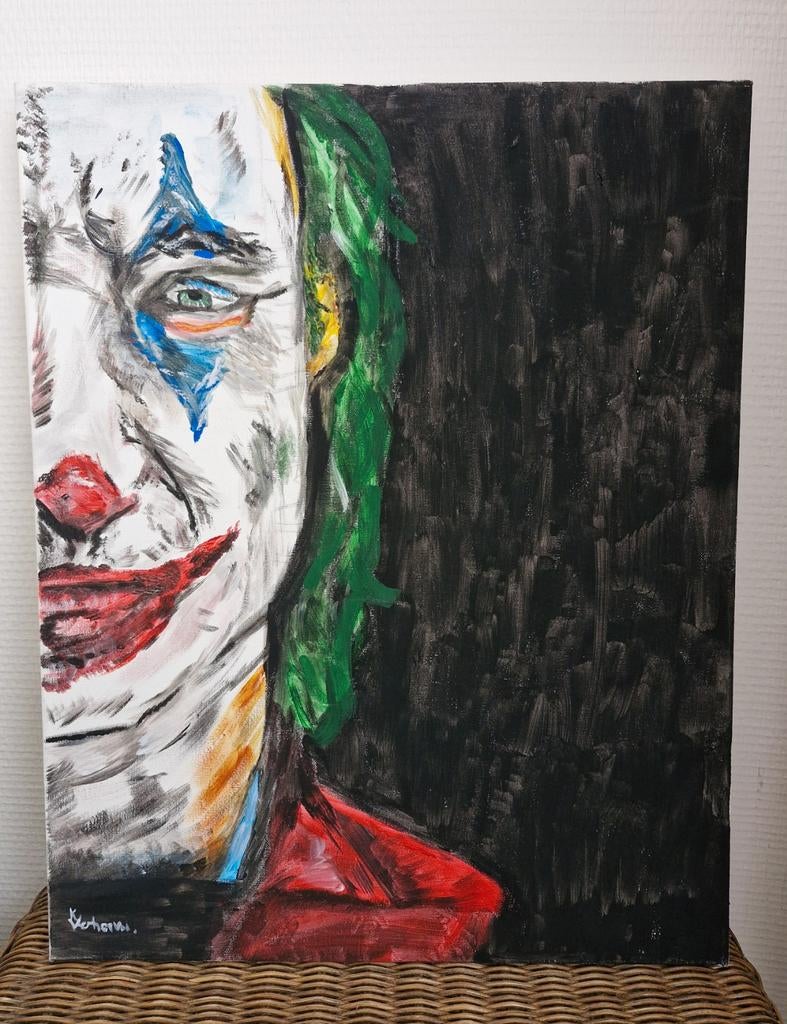 Handmade Schilderij The Joker op Canvas one of a kind, Antiek en Kunst, Ophalen of Verzenden