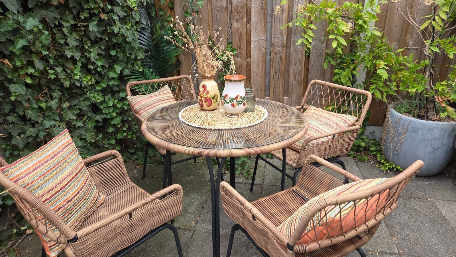 tuinset stijlvol rotan look ibiza stijl, Ophalen, Zo goed als nieuw