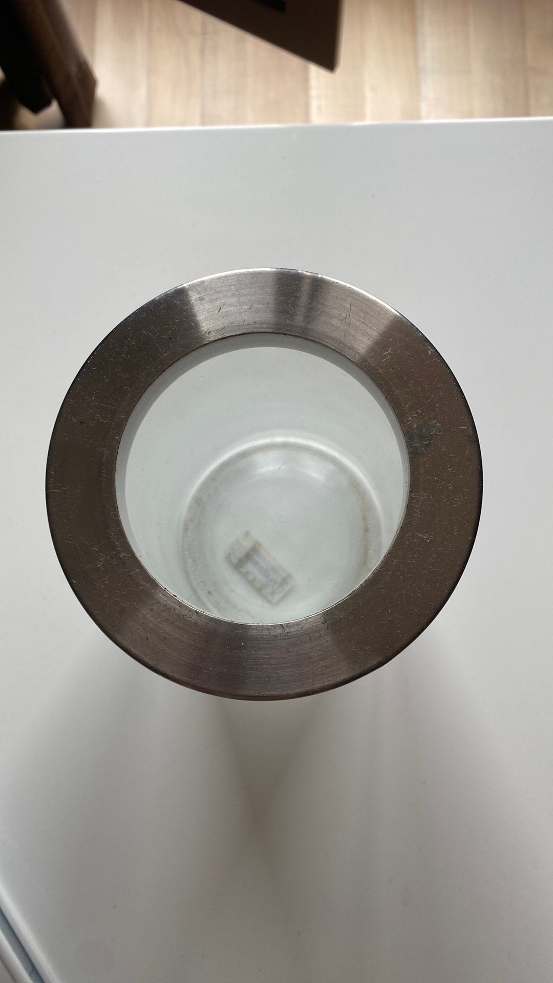 2 liter Glazen Pot met Metalen Rand, Huis en Inrichting, Keuken | Potten en Pannen, Ophalen, Gebruikt, Glas, Pot, Bus of Blik