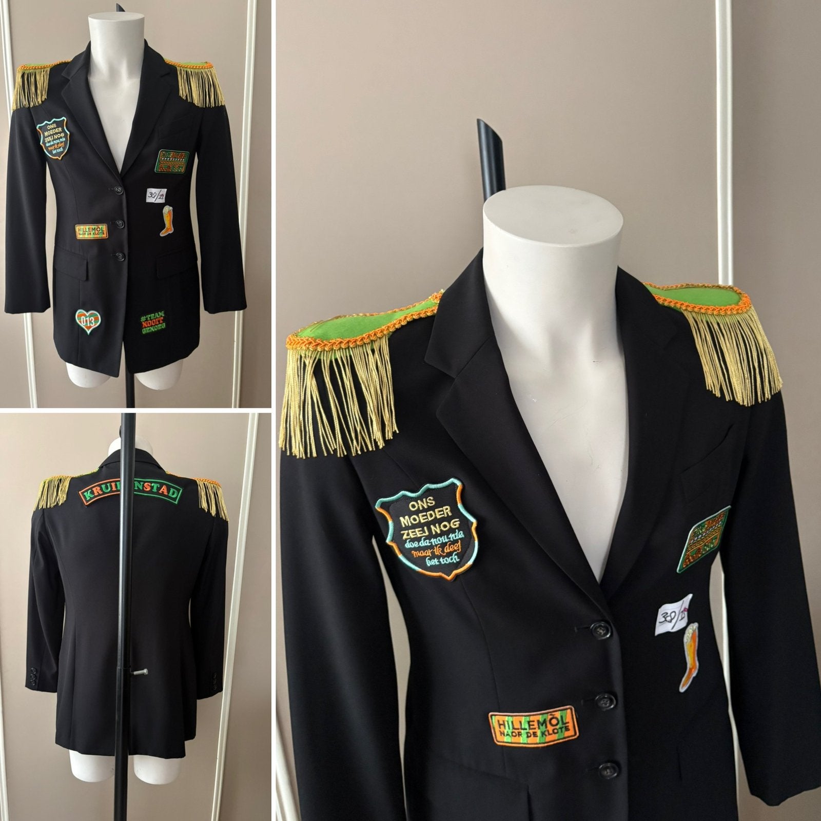 (23) Kruikenstad Colbert/Jas maat 38 emblemen epauletten, Ophalen of Verzenden, Zo goed als nieuw, Maat 38/40 (M), Carnaval