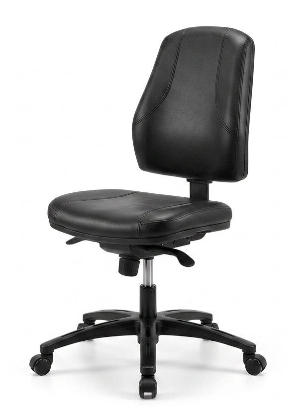 IKEA bureaustoel met hoge rugleuning - zwart leer, Ophalen, Gebruikt, Zwart, Bureaustoel