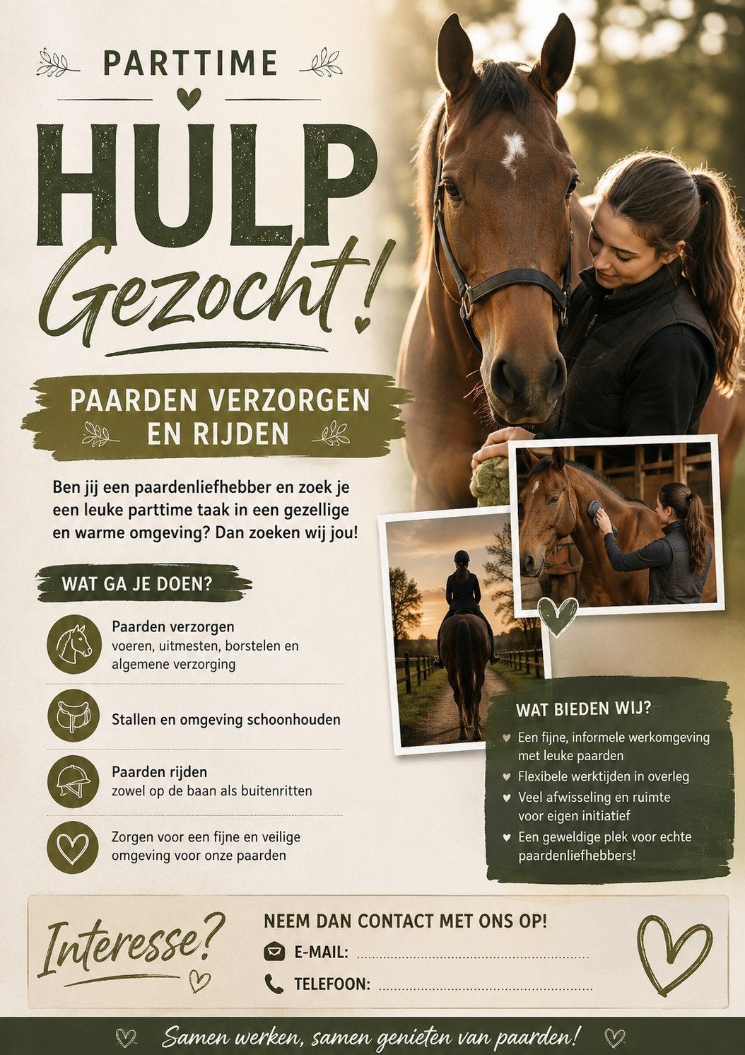 hulp gevraagd partime paarden verzorgen en rijden, Dieren en Toebehoren, Ophalen
