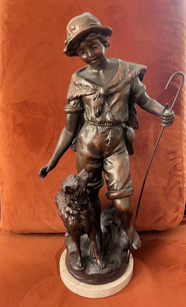 Beeldenset Moreau herder en herderin, Ophalen, Groep mensen, Art nouveau, 20 - 50 cm