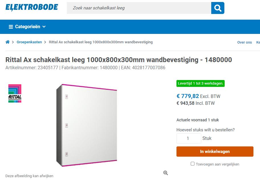 NIEUW: Rittal Schakelkast AX 1480.000 (1000x800x300), Ophalen, Nieuw, Overige typen