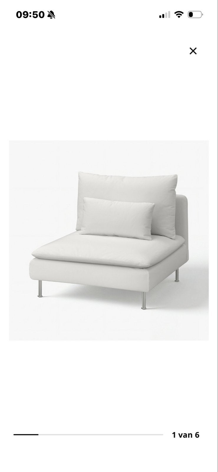 IKEA Söderhamn 1-zits element Blekinge wit, Ophalen, Eenpersoons, 75 tot 100 cm, Zo goed als nieuw