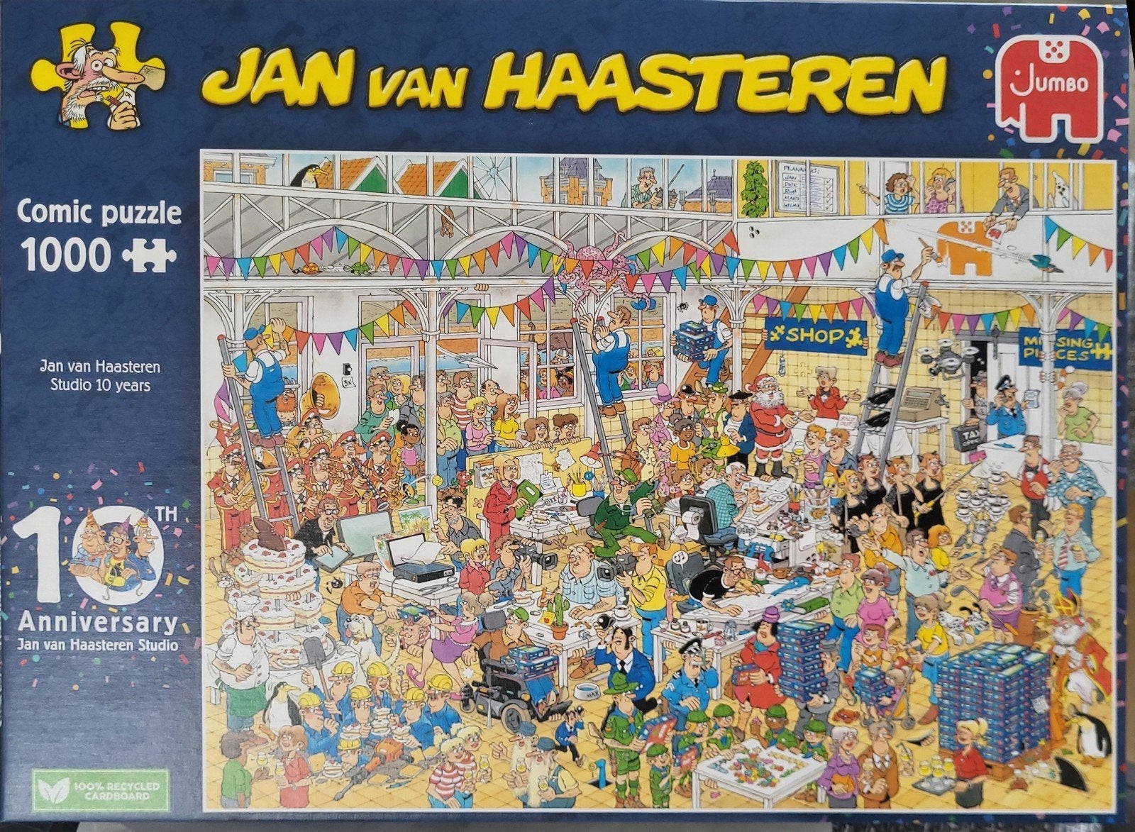 Jan v haasteren; studio 10 years 1000 stukjes, Hobby en Vrije tijd, Denksport en Puzzels, Ophalen of Verzenden, 500 t/m 1500 stukjes