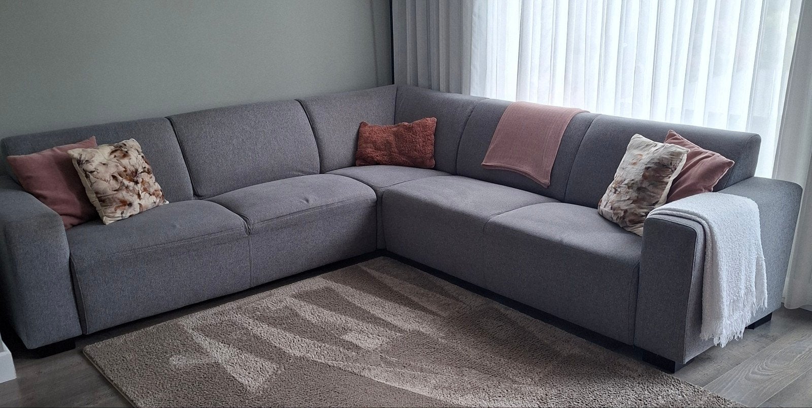 Gratis hoekbank grijs, 260x260 cm, Ophalen, Gebruikt