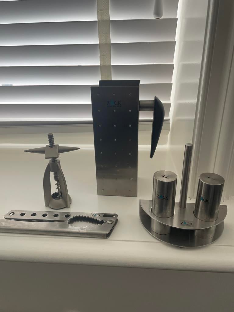 ZACK Keukenaccessoires Set: Notenkraker, Kurkentrekker, Pepe, Ophalen, Overige typen, Zilver, Zo goed als nieuw