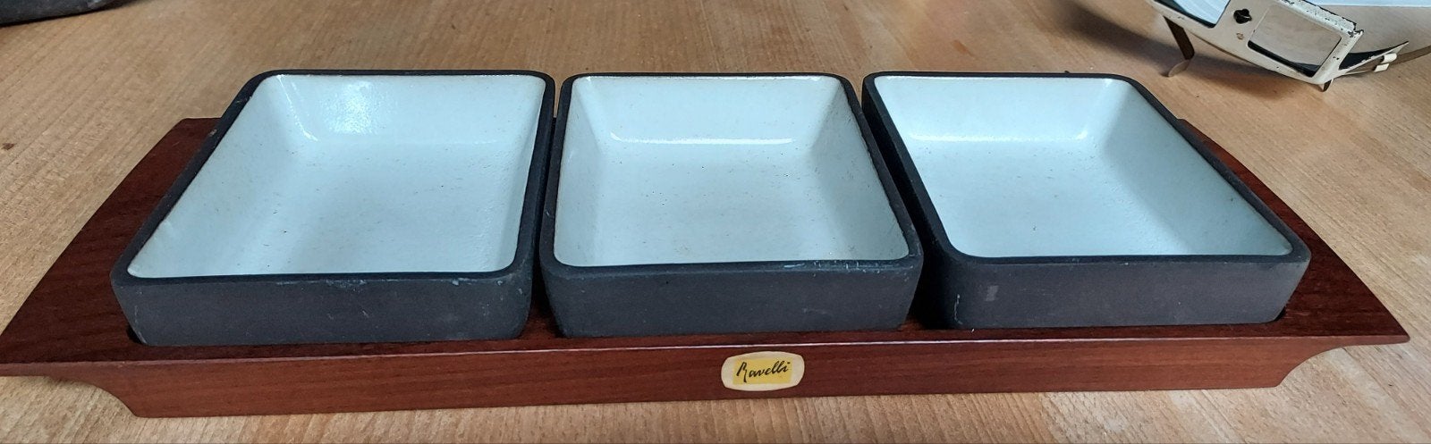 Originele Vintage Ravelli Snackset 276 op Teakhouten Tray –, Ophalen of Verzenden