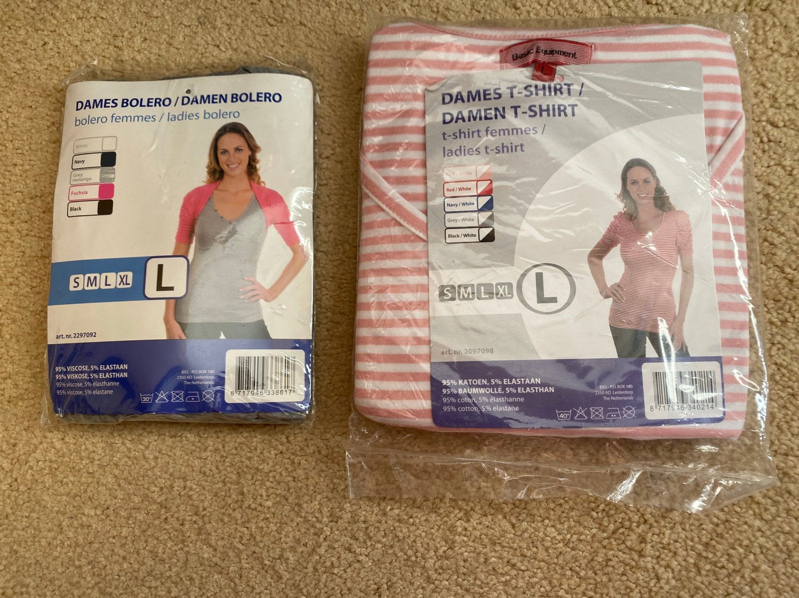Nieuw gestreept tshirt en grijze bolero, Maat 42/44 (L), Nieuw, Ophalen of Verzenden, Korte mouw