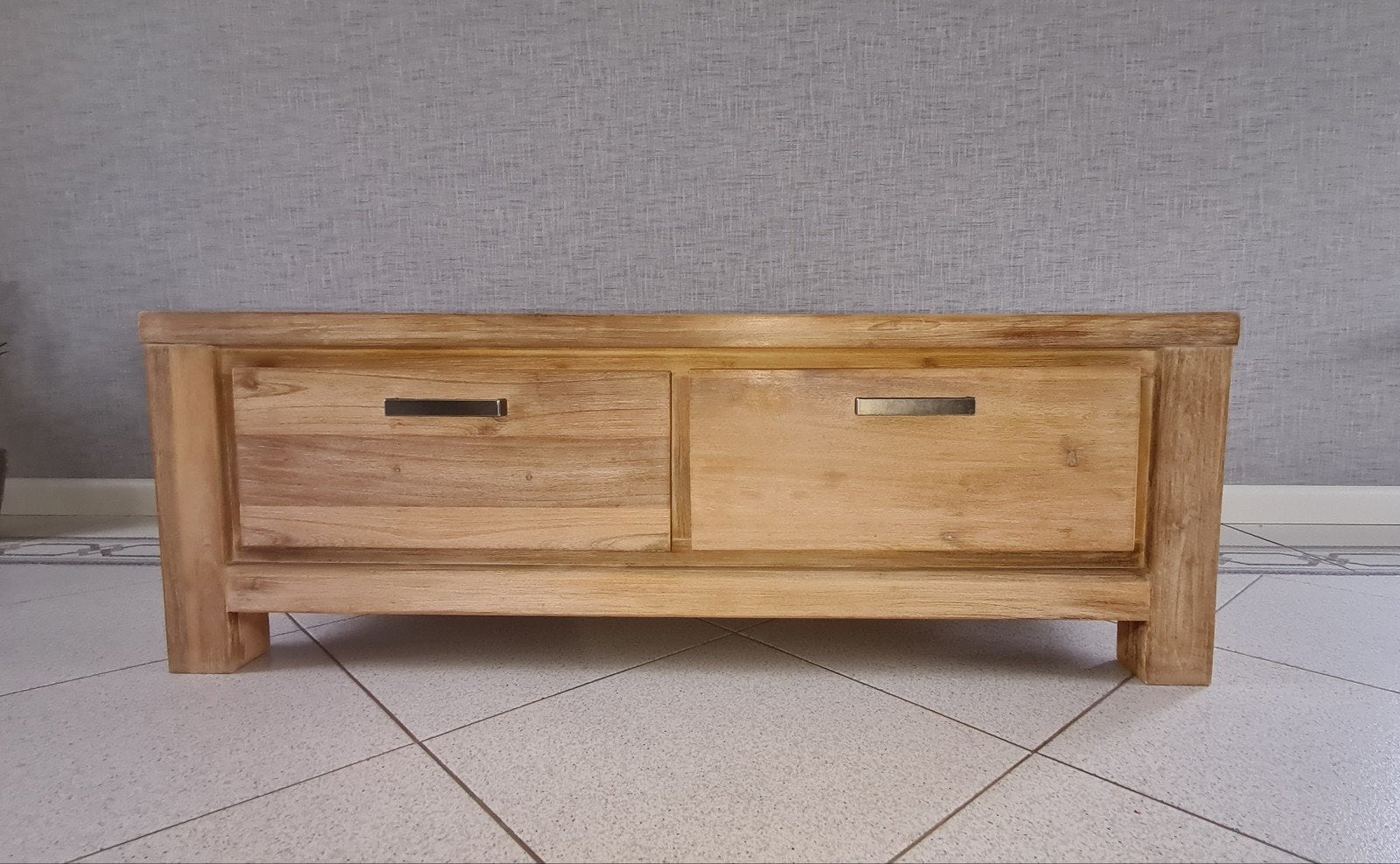Massief houten salontafel met lades, Ophalen, 100 tot 150 cm, 50 tot 100 cm, Minder dan 50 cm