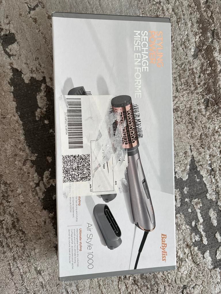 BaByliss Air Style 1000 Warme Luchtborstel - Nieuw in doos, Ophalen of Verzenden, Gebruikt, Grijs, Gehele gezicht