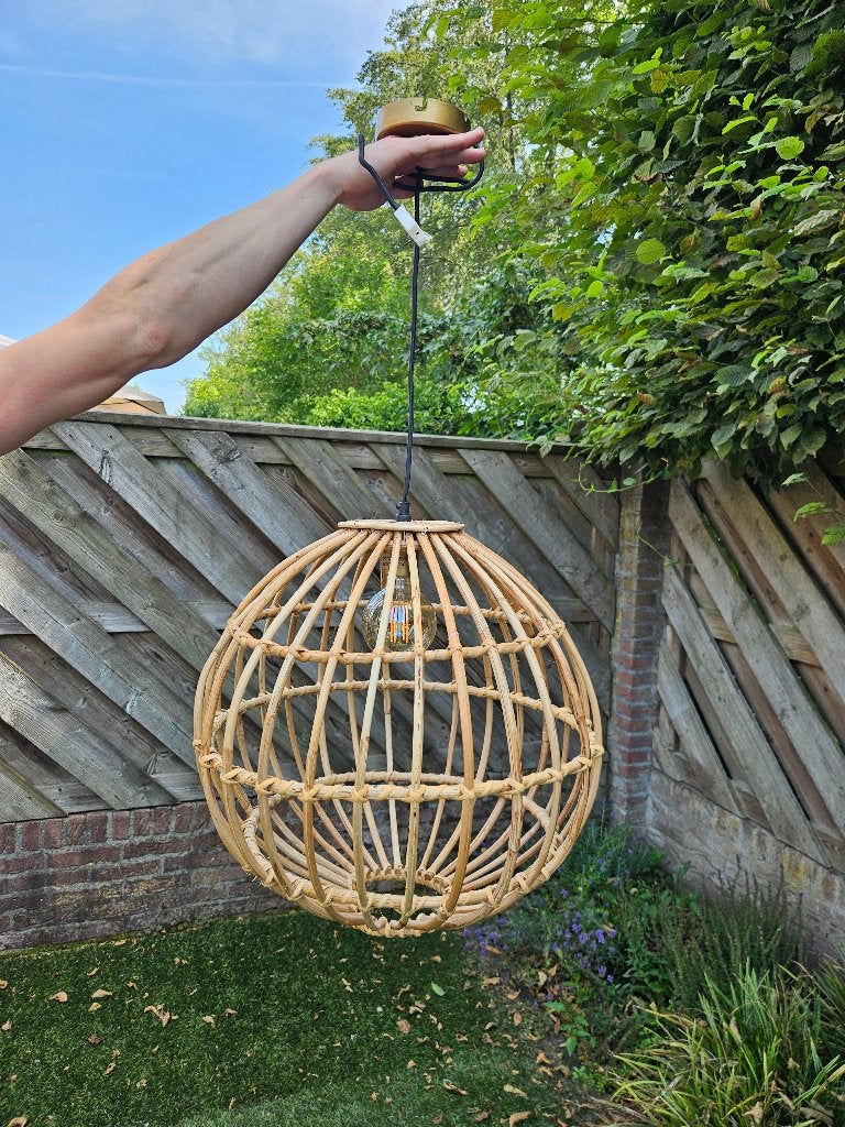 Hanglamp, Huis en Inrichting, Lampen | Hanglampen, Ophalen, Zo goed als nieuw, Hout, E27 (groot)