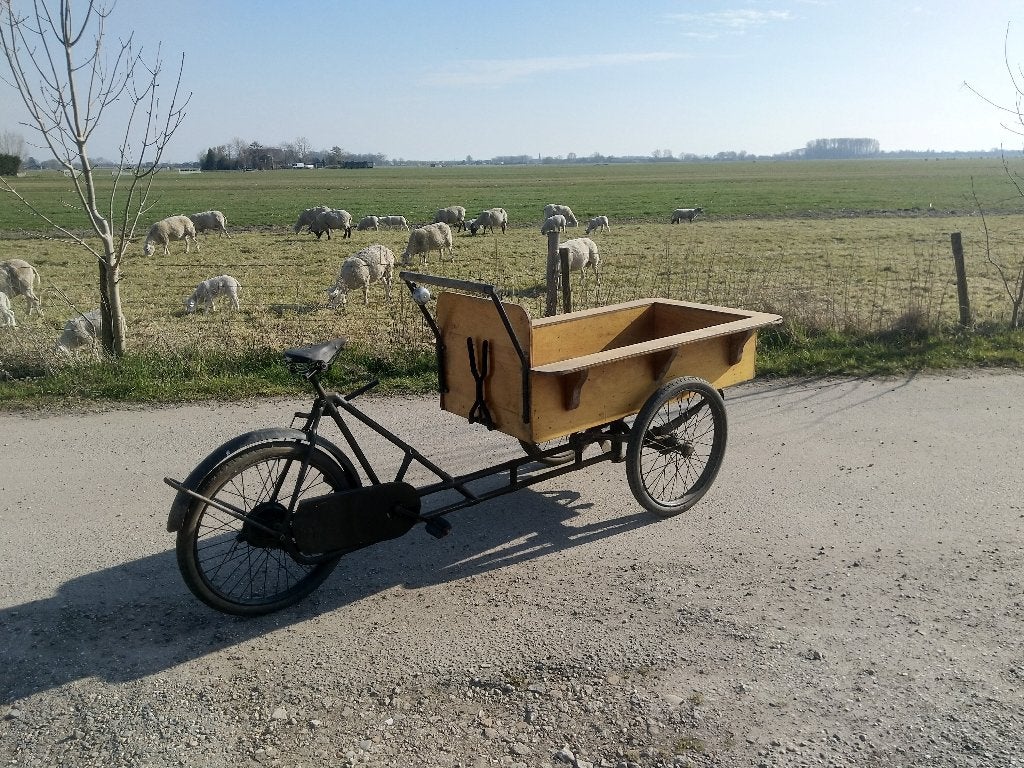 Klassieke antieke bakfiets, Fietsen en Brommers, Fietsen | Bakfietsen, Gebruikt, Goederen, Trommelrem, Ophalen