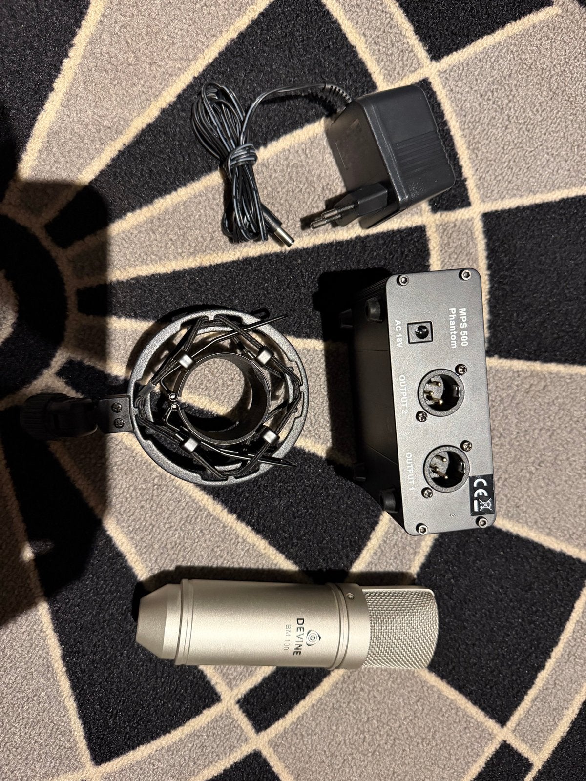 Devine BM-100 Studiomicrofoon met MPS-500 Phantom Power, Muziek en Instrumenten, Microfoons, Ophalen of Verzenden, Zo goed als nieuw