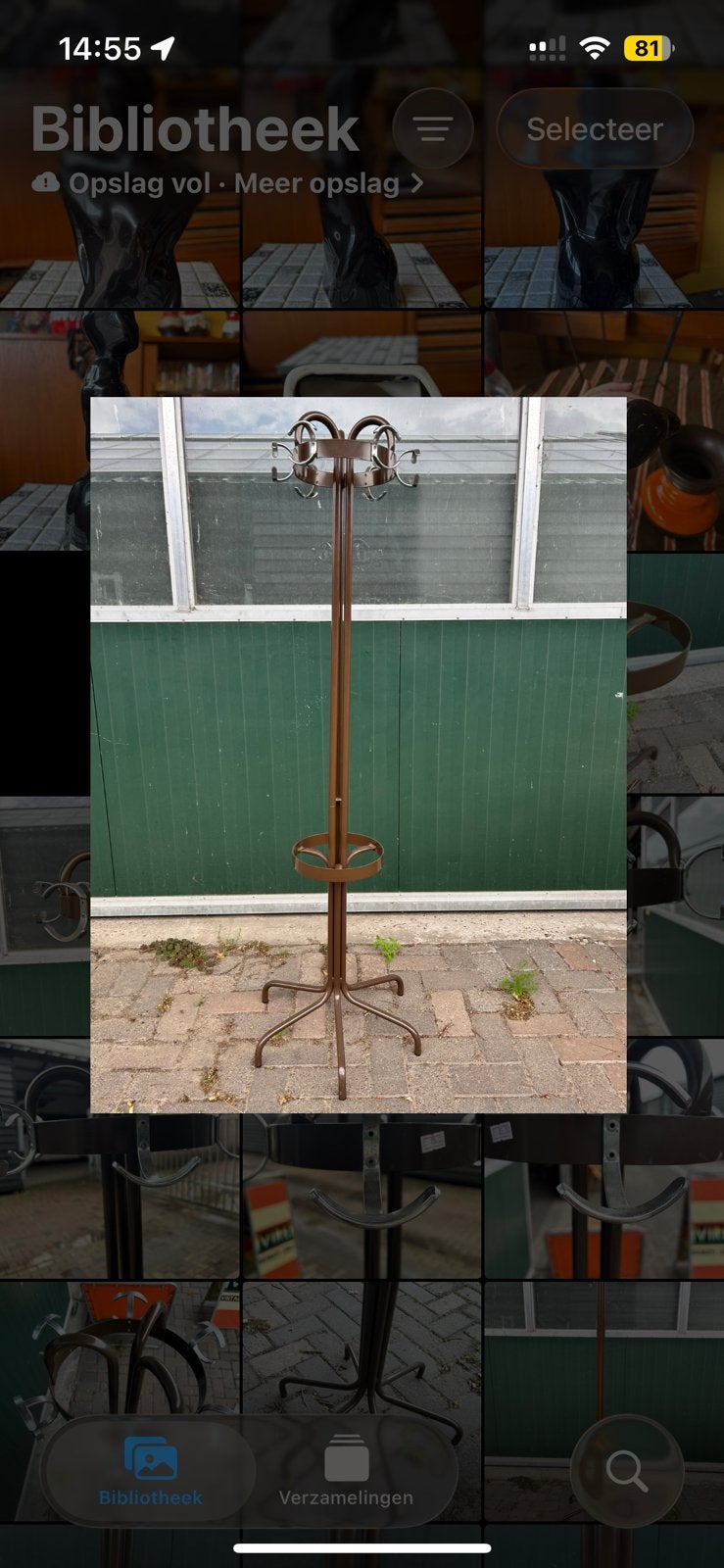 Vintage jaren 70 bruine staande Brabantia kapstok, Ophalen, ?, Zo goed als nieuw, Metaal