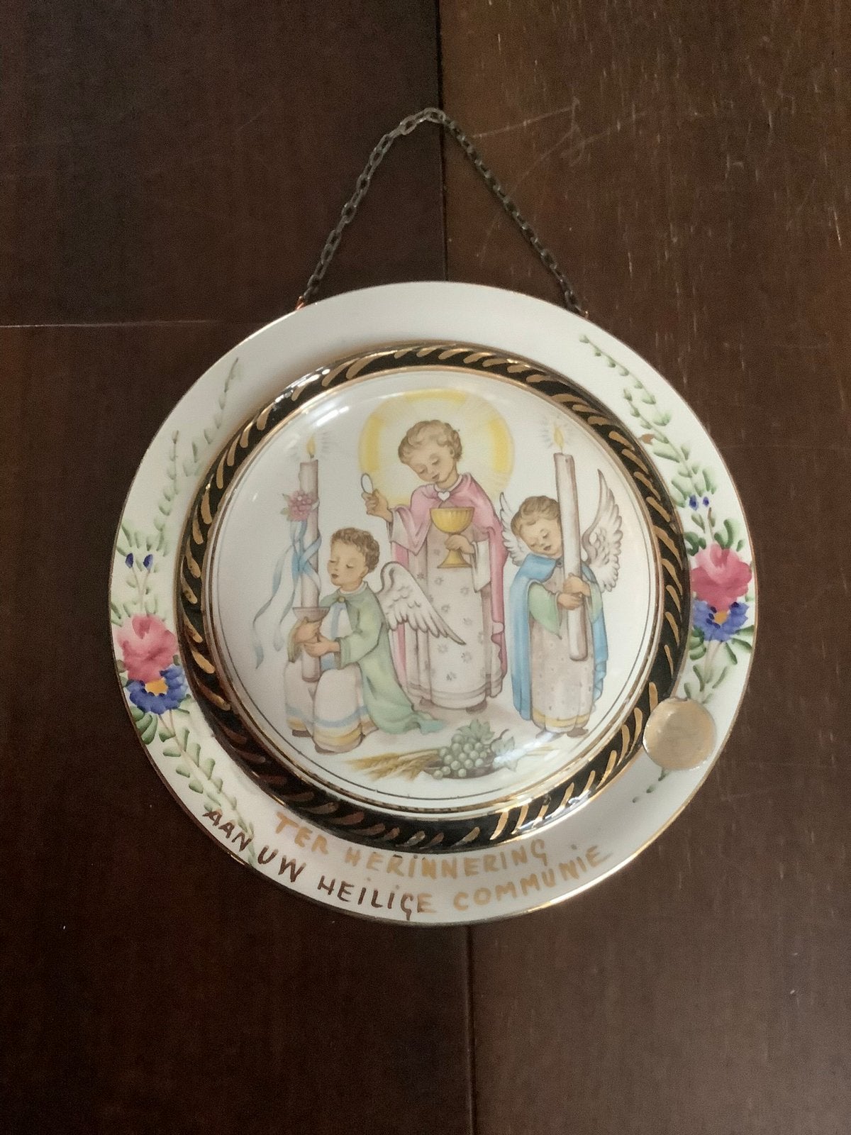 Porseleinen religieus wandbord ❤️ H. Comunnie engelen, Ophalen of Verzenden