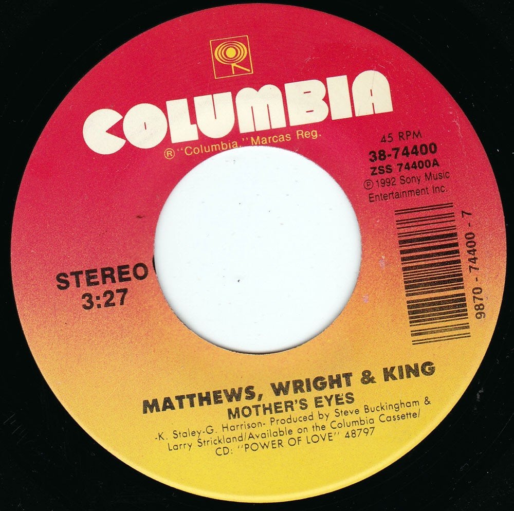 Matthews Wright And King - Mother's Eyes, Ophalen of Verzenden, Zo goed als nieuw, 7 inch, Country en Western