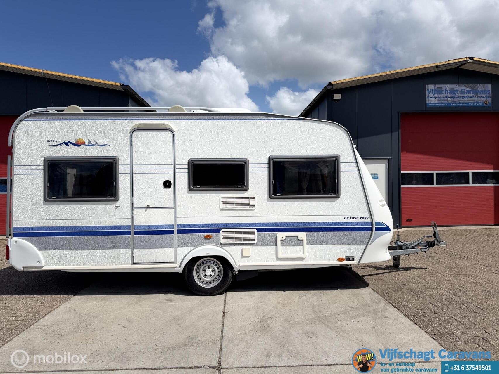 Hobby De Luxe Easy 440 SF incl Voortent,Luifel,Mover,Airco, Schokbreker, Hobby, Bedrijf, 750 - 1000 kg