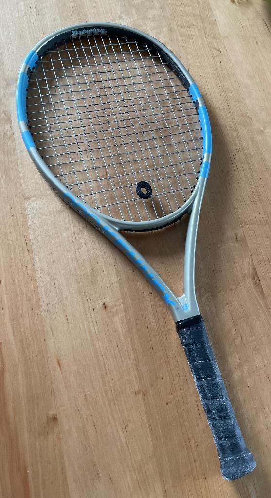 TENNISRACKET TUNGSTEN BLUE MET HOES, Sport en Fitness, Tennis, Gebruikt, L0, Racket, Ophalen