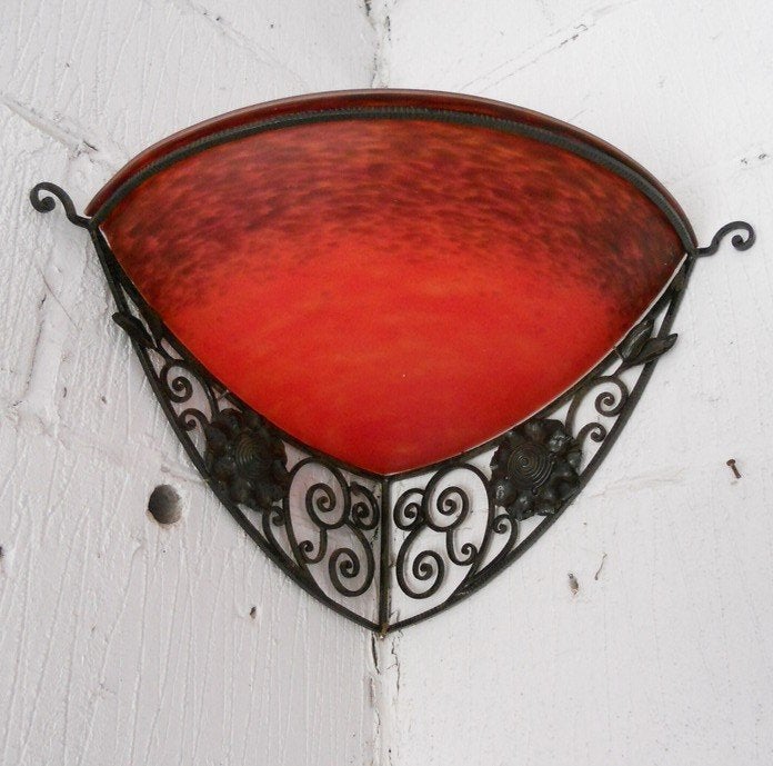 Antieke art deco lamp hoeklamp applique Schneider, Ophalen