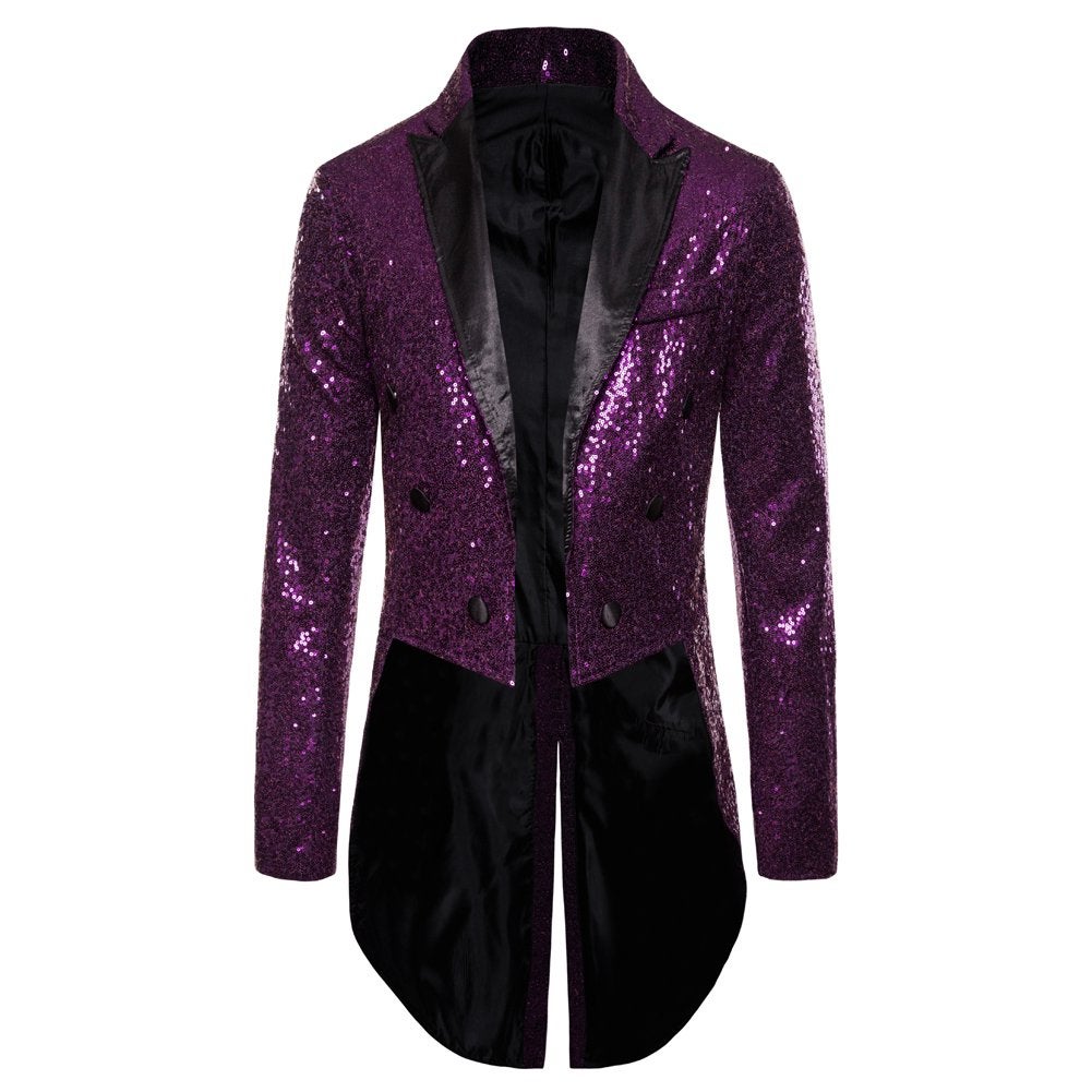 Heren lang paars glitter colbert mannen paarse circus jasje, Kleding | Heren, Verzenden, Nieuw, Paars