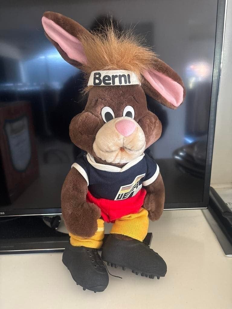 Vintage Berni Konijn EK 1988 Mascotte Knuffel, Overige merken, Overige karakters, Konijn, Ophalen of Verzenden